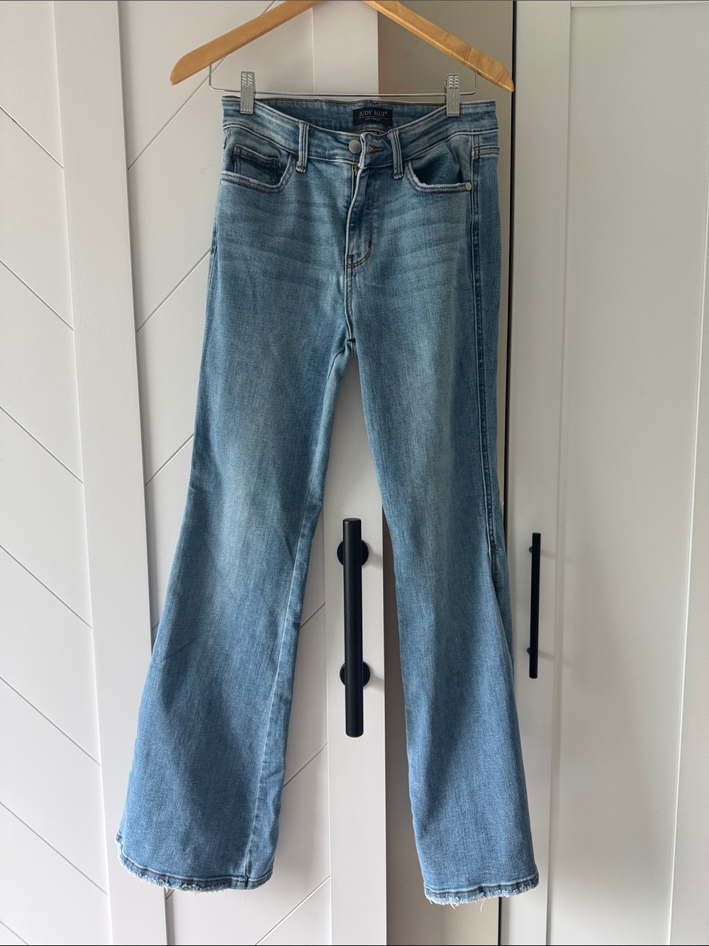 Judy Blue Light Wash Flare Jeans with Slit Sides